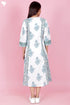 Cambric Cotton Dress  In Floral Block Print